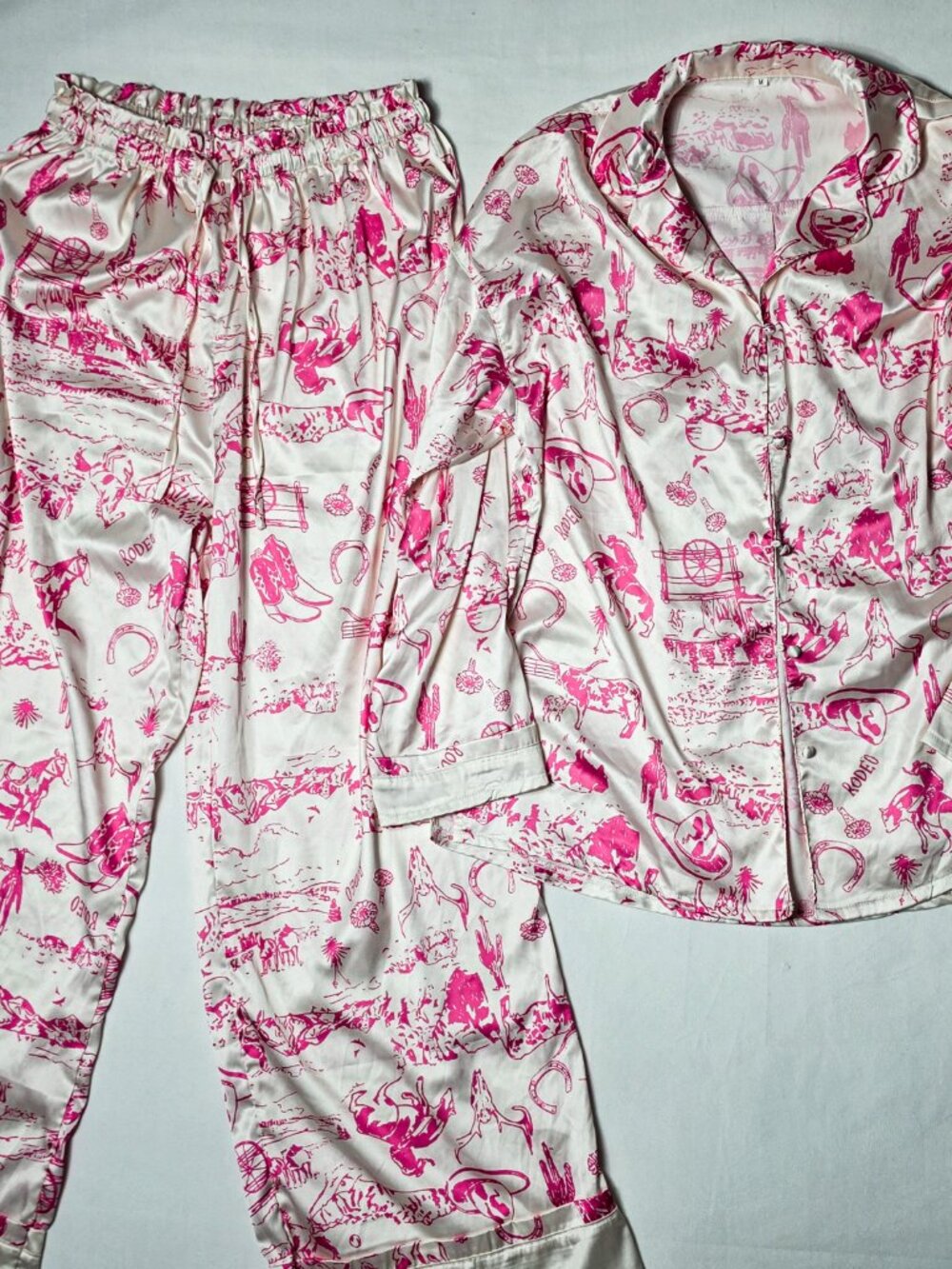 Free people Dreamy Days Pajama Set pink + white western cowgirl theme medium